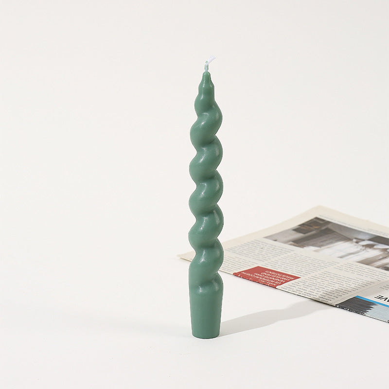 Handmade Macaron Spiral Thread Soy Wax Long Brush Holder Aromatherapy Candle