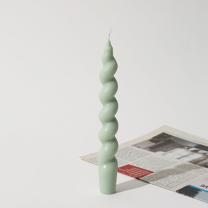 Handmade Macaron Spiral Thread Soy Wax Long Brush Holder Aromatherapy Candle