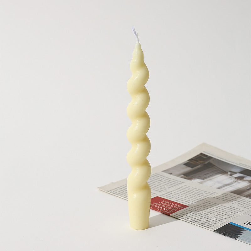 Handmade Macaron Spiral Thread Soy Wax Long Brush Holder Aromatherapy Candle